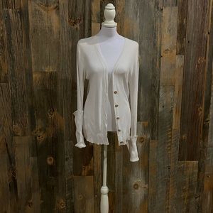 White Tory Burch cardigan with gold buttons